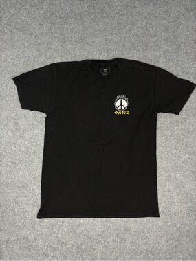 Vans Off The Wall Flaming Peace Sign Graphic Tee Black M